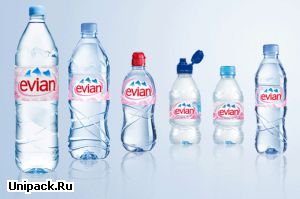 Питьевая вода Evian в ПЭТ-бутылках