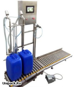 Промышленные весовые дозаторы розлива жидкостей - Весовой дозатор с рольгангом. Розлив жидкостей. Розлив в канистры.