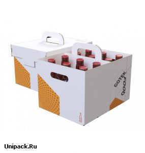 Решение для группировки и переноски 12 бутылок или банок из картона