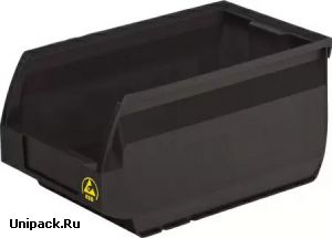 Антистатическая тара - Ящик Verona 250х150х130 PP черный для электронных изделий и комплектующих