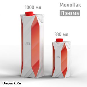 Картонная асептическая упаковка Брик Асептик Призма (1000 мл, 330 мл)