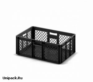 Ящик 600х400х220 (ECP-6422) перфорированный черный для овощей и фруктов и пр.