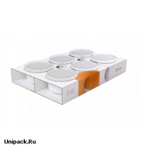 Картонный лоток для продукции в стаканах и банках