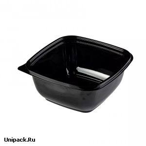 Пищевые контейнеры пластиковые - Контейнер ЮПК-1616, 875 мл, 160*160*69 мм, чёрный