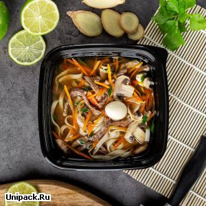 Пищевые контейнеры пластиковые - Контейнер ЮПК-1616, 750 мл, 160*160*62 мм, чёрный