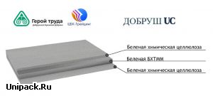 Картон немелованный трехслойный Добруш UC для производства упаковки