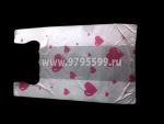 Пакет-майка "Сердца", 28х50, белый Пакет-майка "Сердца", 28х50, белый